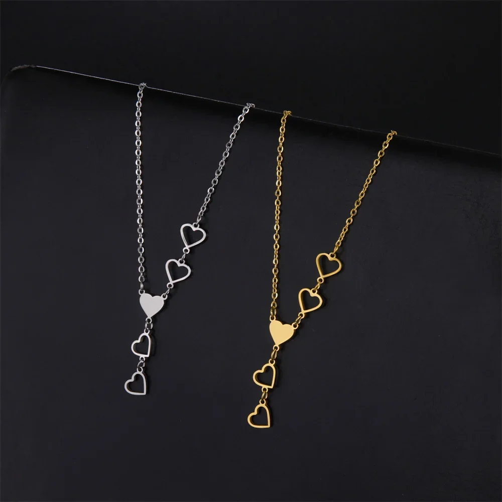 Skyrim Continuous Love Pendant Stainless Steel Necklace Women Girls Fashion Korean Wave Sweet Romantic Jewelry Gift New 2024_voghion.com