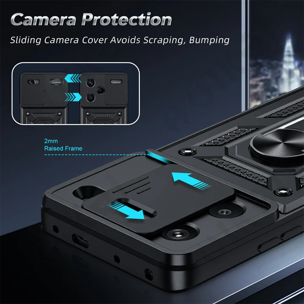 Premium Slide Camera Protector Armor Case with 360-Degree Ring for Ultimate Phone Protection