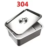 304 Stainless Steel Flat Bottom rectangle Square Basin with Covered Dish Buffet Plate food Basin Grilled Plate bbq storage tray 1