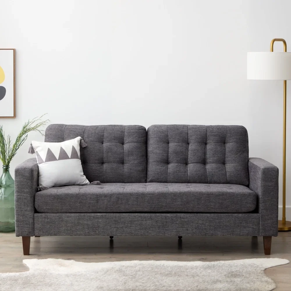 

Polyester Upholstered Sofa with Tufting, Living Room Furniture, Living Room Sofas, Charcoal