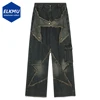 Vintage Baggy Jeans Star Patchwork Loose Straight Denim Pants 2023 New Men Hip Hop Streetwear Jeans 1