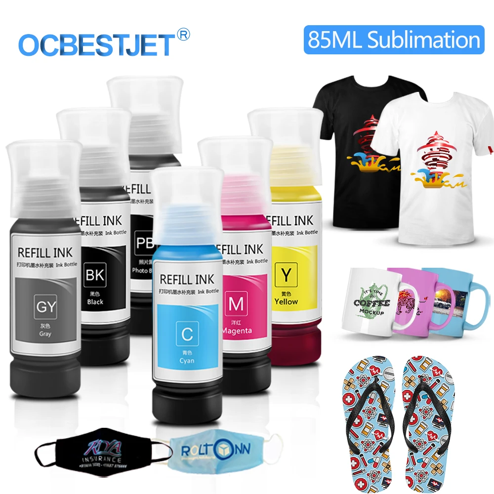 85ML Eco-Tank Sublimation Ink For Epson 011 012 013 014 114 115 552 L8160 L8180 L8168 L8050 ET-8500 ET-8550 T-Shirt Mug Glass dye ink kit,ink refill kit,ink cartridge refill kit
