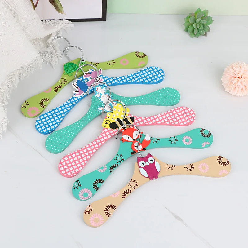 Kids Wooden Clothes Hangers Closet Organizer Rack for Dog and Cat Clothes Toddler Organizer Hanger for Children Present 6pcs/set