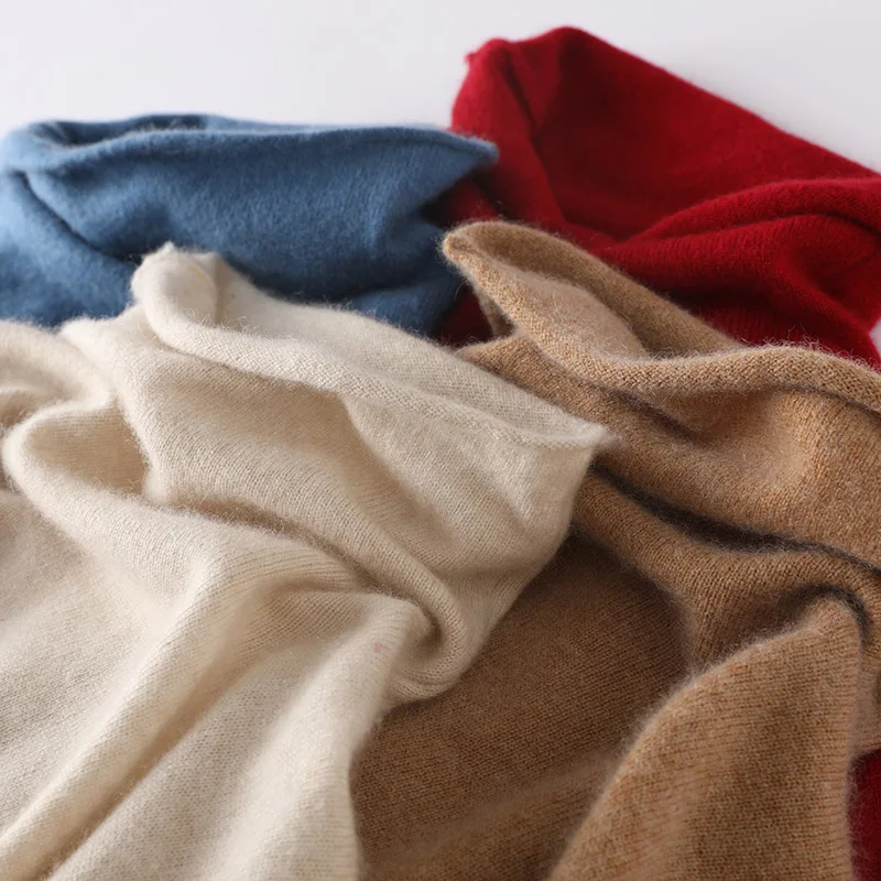 Pull en laine mérinos pour femme, pull à manches longues, pull à col haut, pull en tricot basique, solide, haute qualité, document, automne, hiver, 100%