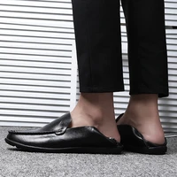 Men's Lightweight Slip-On Leather Shoes Soft Bottom Two-Layer Cowhide Wear-Resistant Driving Casual Loafers