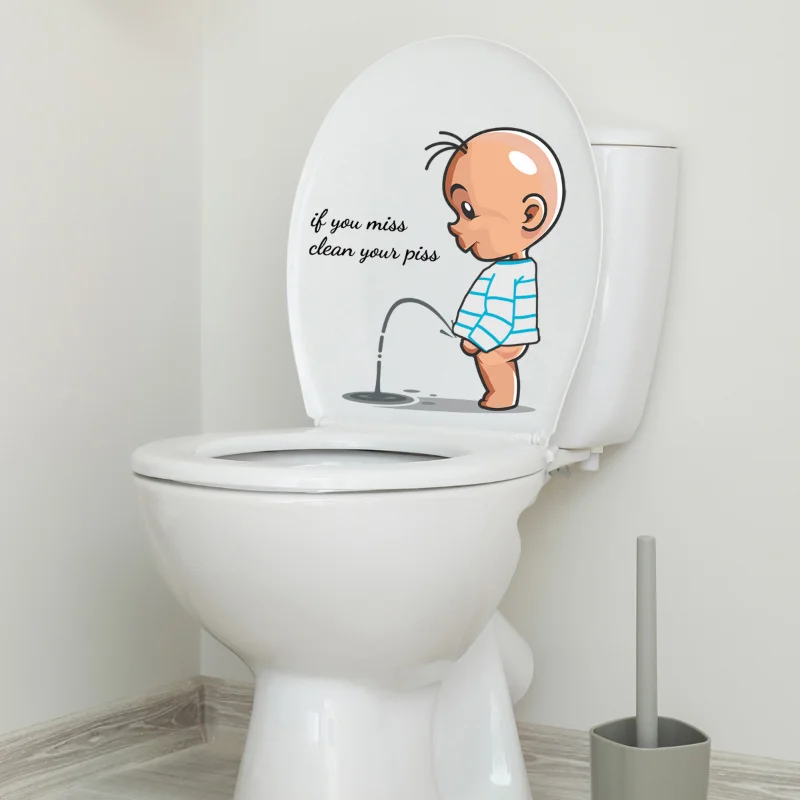 1 stücke Wc Aufkleber Lustige Baby Pee Wc Deckel Aufkleber Wasserdichte PVC  Art Wall Decals Für Badezimmer Tür Dekoration WC zubehör