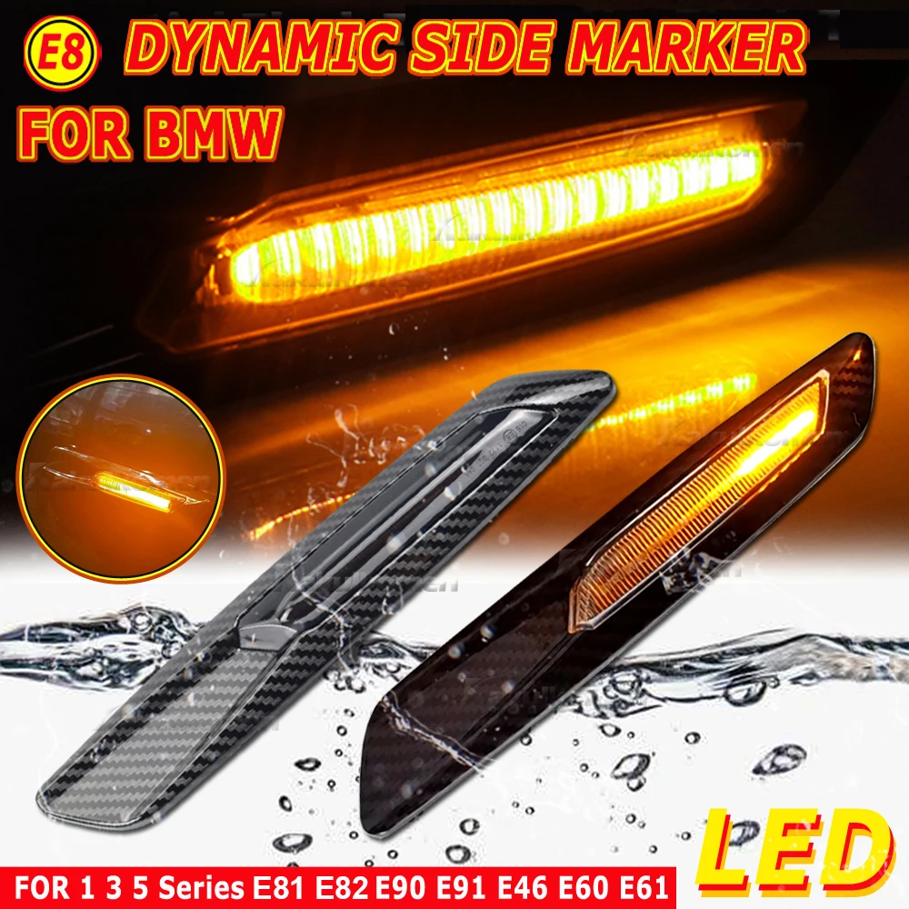 Hacreyatu Clignotants Led Indicateur Latéral Dynamique Remplacement Pour B-MW 1 3 5 Series F30 E90 E91 E92 E93 E46 E60 E61 F10 (Transparent