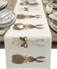 Easter Rabbit Bunny Love Heart Linen Table Runner Party Decor Reusable Farmhouse Kitchen Dining Table Runner Easter Decorations 1
