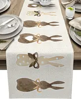 Easter Rabbit Bunny Love Heart Linen Table Runner Party Decor Reusable Farmhouse Kitchen Dining Table Runner Easter Decorations 1