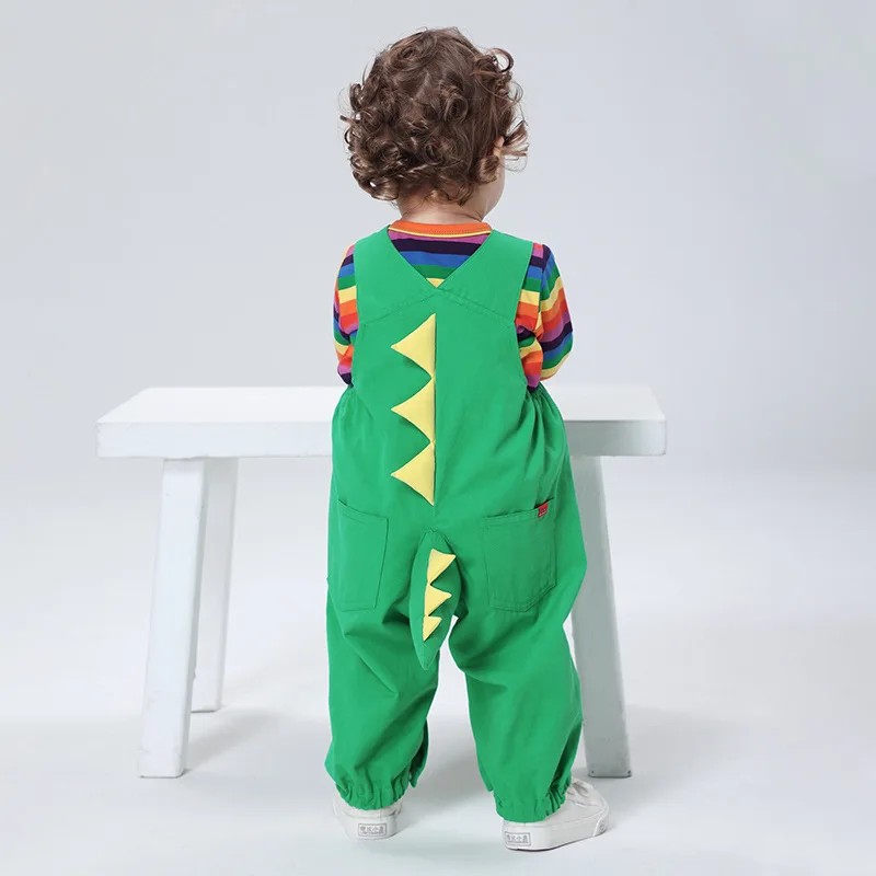 Kawaii Dinosaur Baby Rompers Girls Boys Bodysuit Overall+T-shirt Infant Long Sleeve Children\'s Set Cartoon Fashion Child\'s