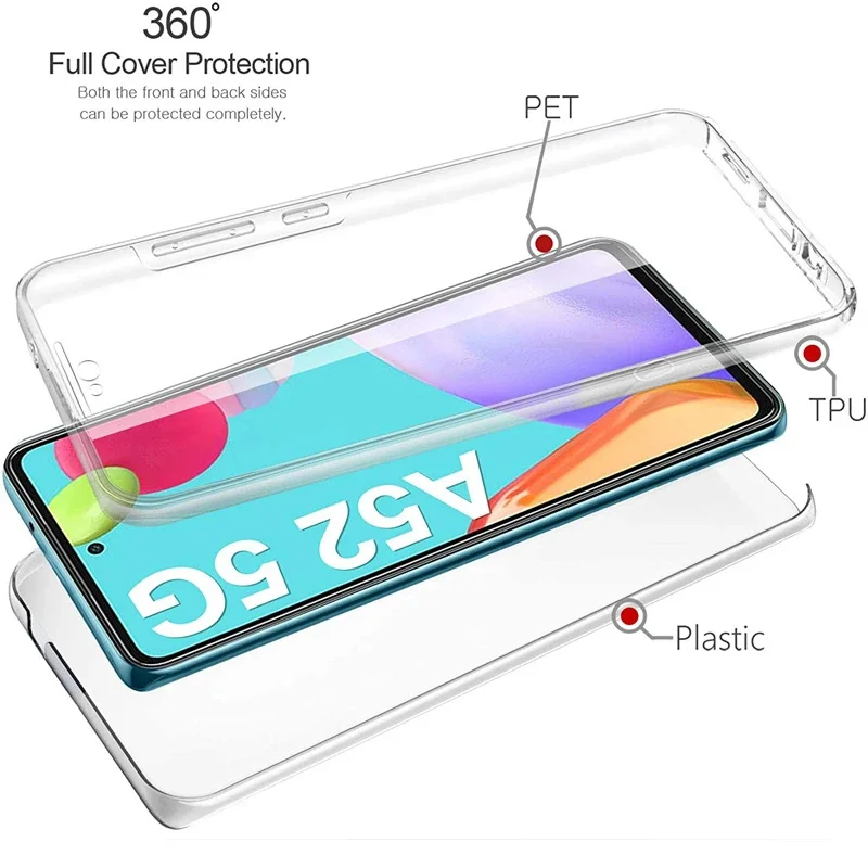 360 Full Protection Silicone Shockproof Case for Samsung A21S A34 A14 A54 A72 A71 A24 A53 A21 A13 A31 A32 A23 A51 A22