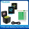 TELESIN 1750 mAh Battery For GoPro Hero 12 11 10 9 3 Ways Fast Charger Box TF Card Storage For GoPro Hero Action Camera Accessor 1