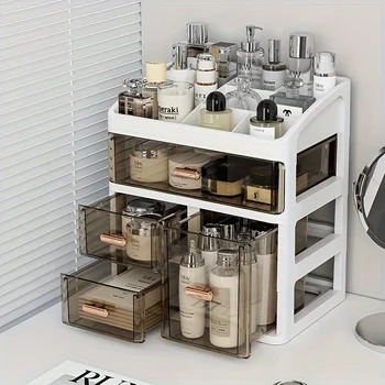 Cosmetics Storage Box Cosmetics Storage Box Drawer, Large Capacity Dust-proof Skincare Product Display Rack, Desktop Storage Box 1