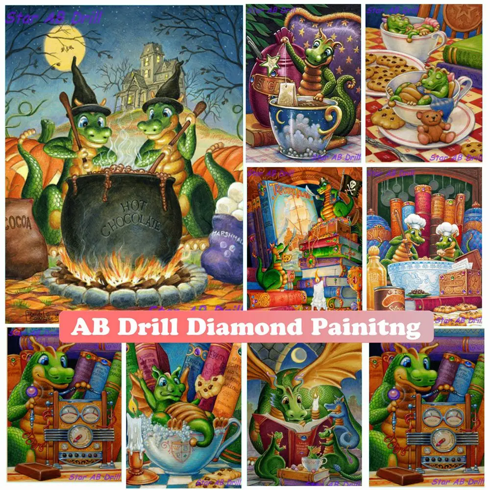 Cute Dragon 5D AB Diamond Painting Mosaic Embroidery Cartoon