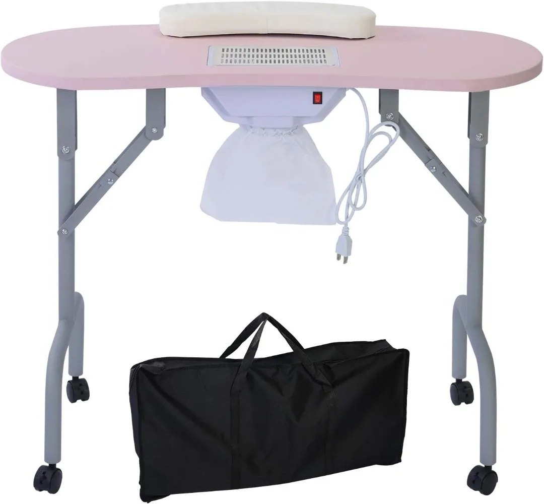 

Portable Manicure Table Foldable Nail Desk with Dust Collector Professional Nail Tech Table for Technician Spa Salon Workstation