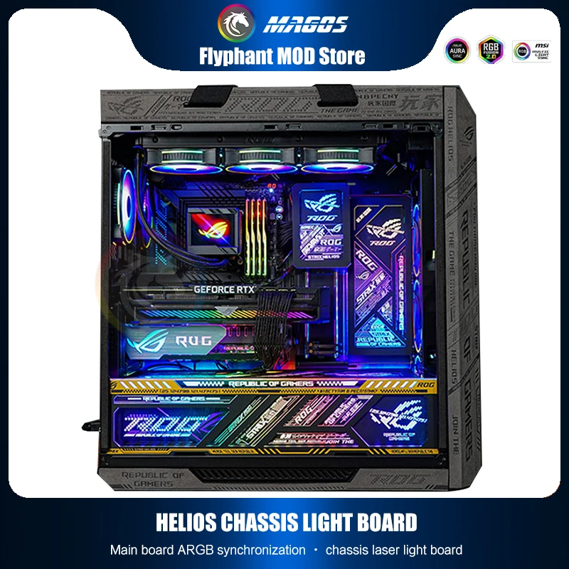 com Placa de Iluminação Rgb Placa Traseira para Asus Rog Strix Helios m b Sync 5v Argb Espelho uv Personalização Case