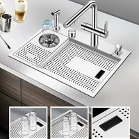 ASRAS Island ซ่อนอ่างล้างจาน 304 สแตนเลส 4 มม.ความหนา Handmade Brushed Sink แรงดันสูงถ้วยเครื่องซักผ้าอ่างล้างจาน 5