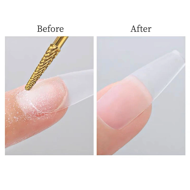 Golden Tungsten Carbide Nail Drill Bits Manicure Machine Accessory for Half Nail Tips Gel Polish Remover Files Pedicure