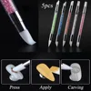 5Pcs/Set Nail Art Pen Dual-ended Silicone Flower Sculpture Pen Acrylic Adjustable Glue Handle Embossing Pen Dotting Brush Tools 1