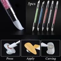 5Pcs/Set Nail Art Pen Dual-ended Silicone Flower Sculpture Pen Acrylic Adjustable Glue Handle Embossing Pen Dotting Brush Tools 1