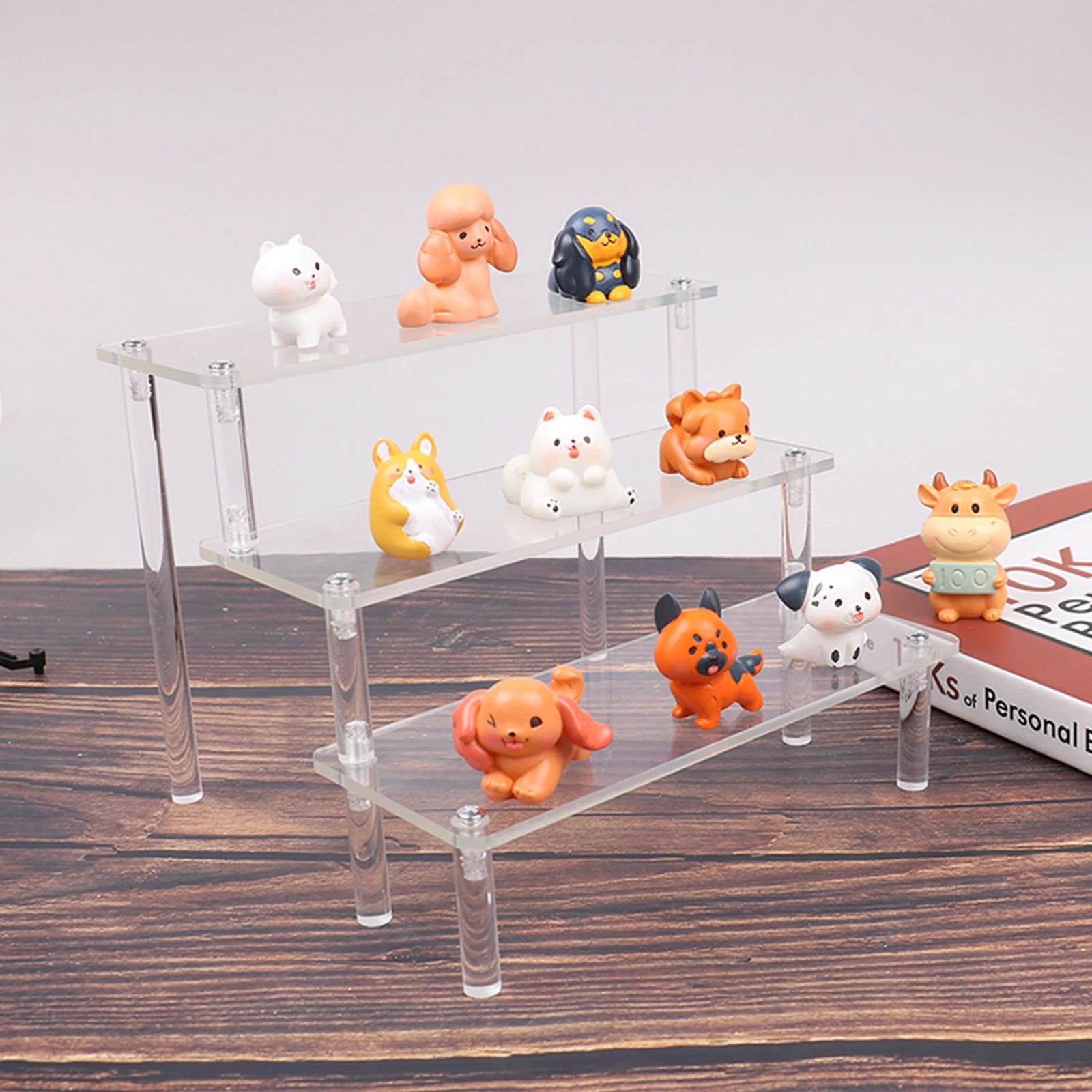 3 Tier Acrylic Display Stand Clear Display Riser Rack for Cupcake Perfume Doll Décor and Organizer Amiibo Funko POP Figures 5