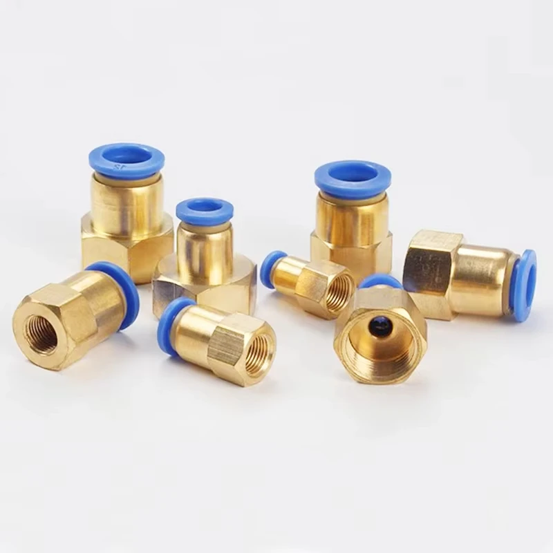PCF Pneumatic Air Connector 4 6 8 10 12mm Hose Tube 1/8" 3/8" 1/2" 1/4" BSP Female Thread Brass Quick Pipe Joint Fitting 10PCS