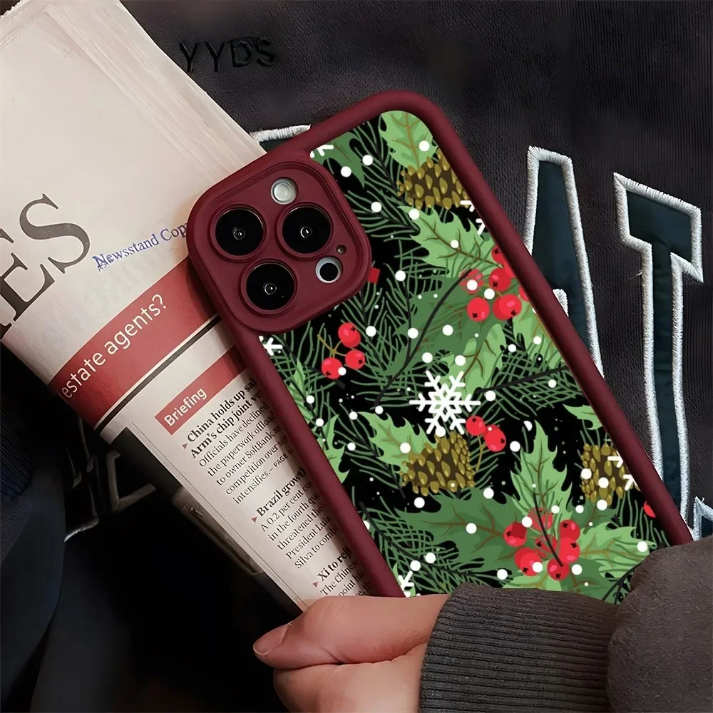 thumbnail image 1 of Funda de teléfono de Año Nuevo de Navidad para IPhone 16, 14, 13, 15, 12 Mini, 11 Pro Max, X, 7, 8 Plus, protección de lente de cámara, cubierta de silicona suave, 1 of 5