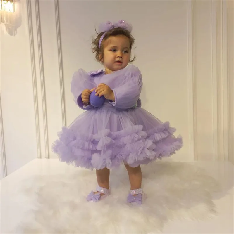 

Lavender Baby Girls Tutu Gown with Bow-knot Tiered Tulle Flower Girls Dress For Wedding Christmas Dress 12M 24M