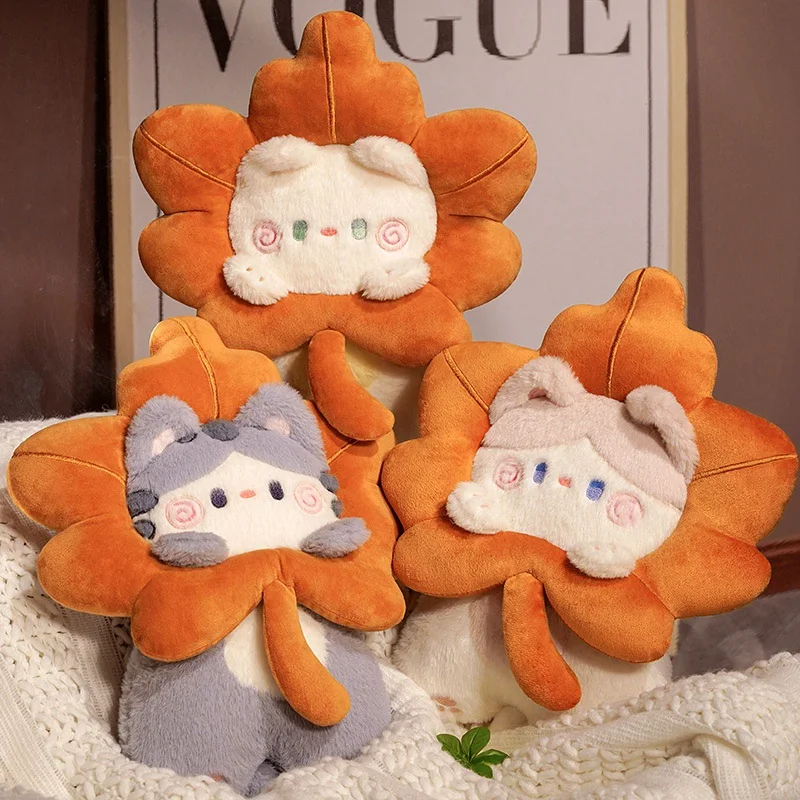 Creative Plush Maple Leaf Cat Lovely Animal Toy Appease Doll Plant Decor Nice Birthday Christmas Gift for Kids Baby 100% baby alpaca tea leaf плед