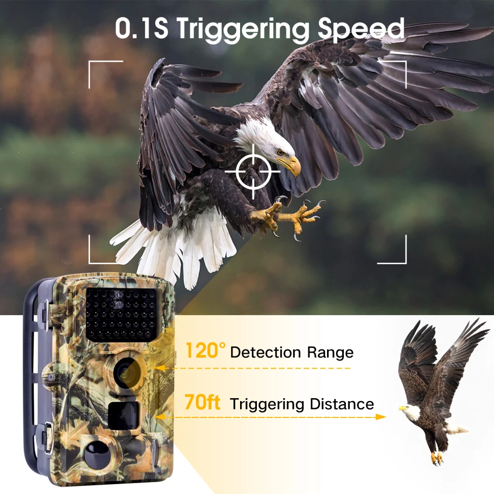 Solar 2600mah Powered Night Vision Trail Camera 24MP 1080P Hunting 0.3s Trigger Time Wildlife Monitoring Hunting