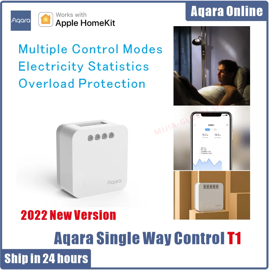 Aqara T1 Single Way Switch Module Wireless Relay Controller Zigbee 3.0 With  Or No Neutral Smart Home Timers Power Monitoring