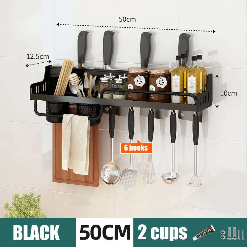 Multifunctional Wall-mounted Spice Rack Kitchen Organizer Knife