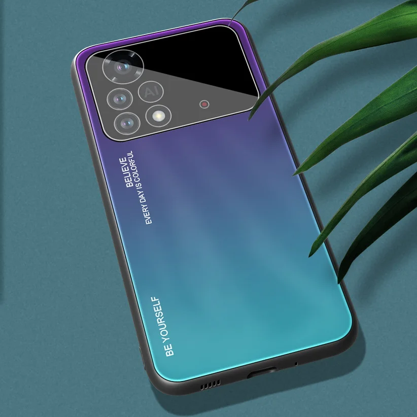 Verlaufsglas Gehäuse für POCO X4 Pro M4 Pro 5G POCO X3 GT POCO M3 Pro F3 C3 X3 NFC F2 Pro Gehärtete glänzende Abdeckung_voghion.com