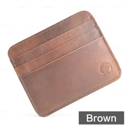 Sleek Genuine Leather Card Holder Wallet (Brown)