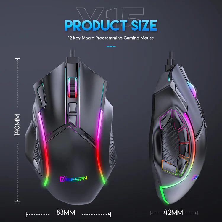 livre peso macro jogo mouse teclas programáveis jogo rato rgb luz max níveis para pc mac gun pubg portátil