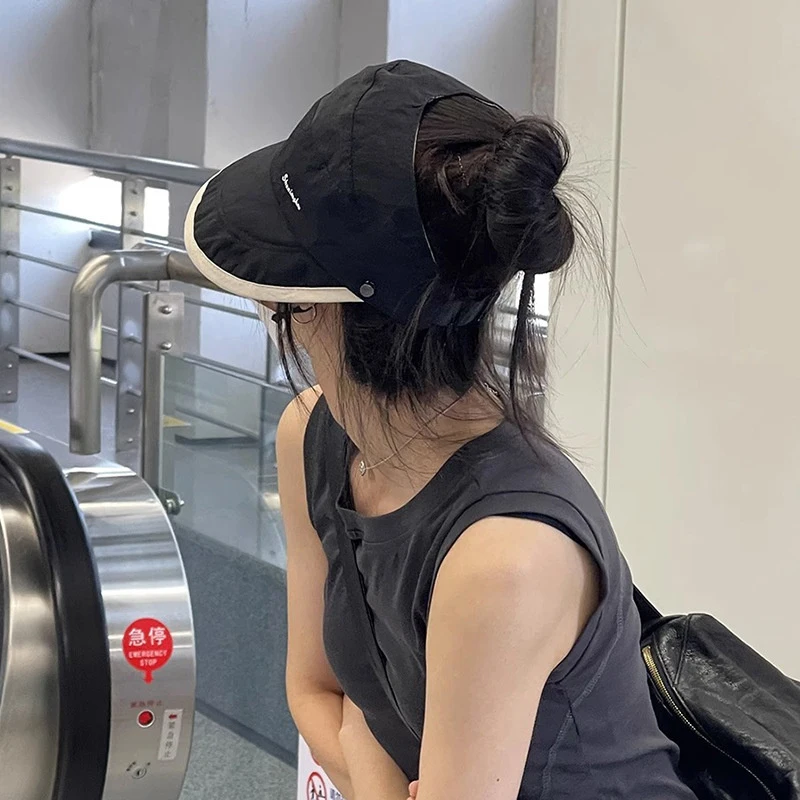 여성용 양면 할로우 탑 자외선 차단 모자, 여름 자외선 차단, 사이클링용 큰 챙..