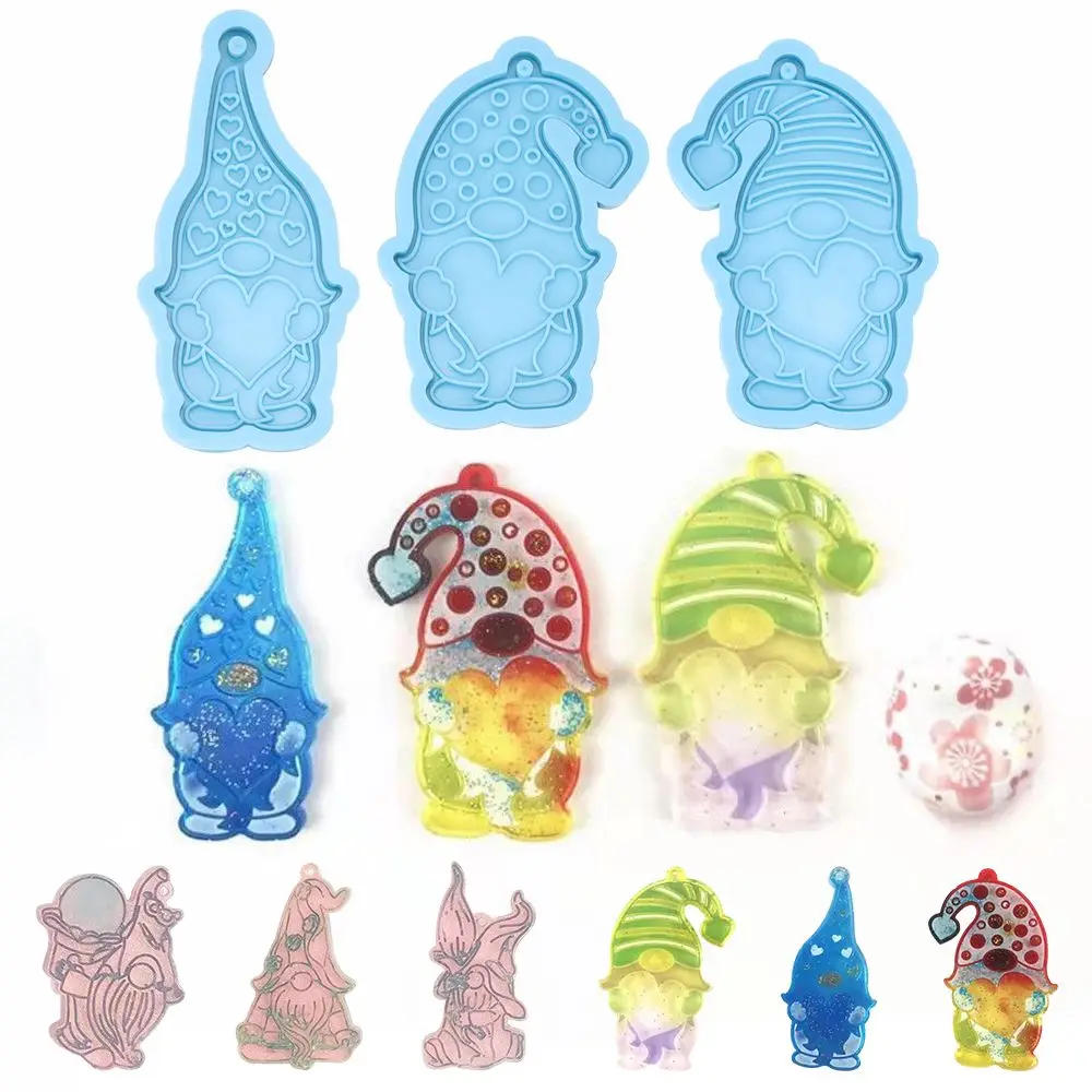Silicone Mold Merry Christmas Keychain Garden Elves Epoxy Resin Mold Faceless Doll Dwarf DIY Craft Jewelry Pendant Casting Tool