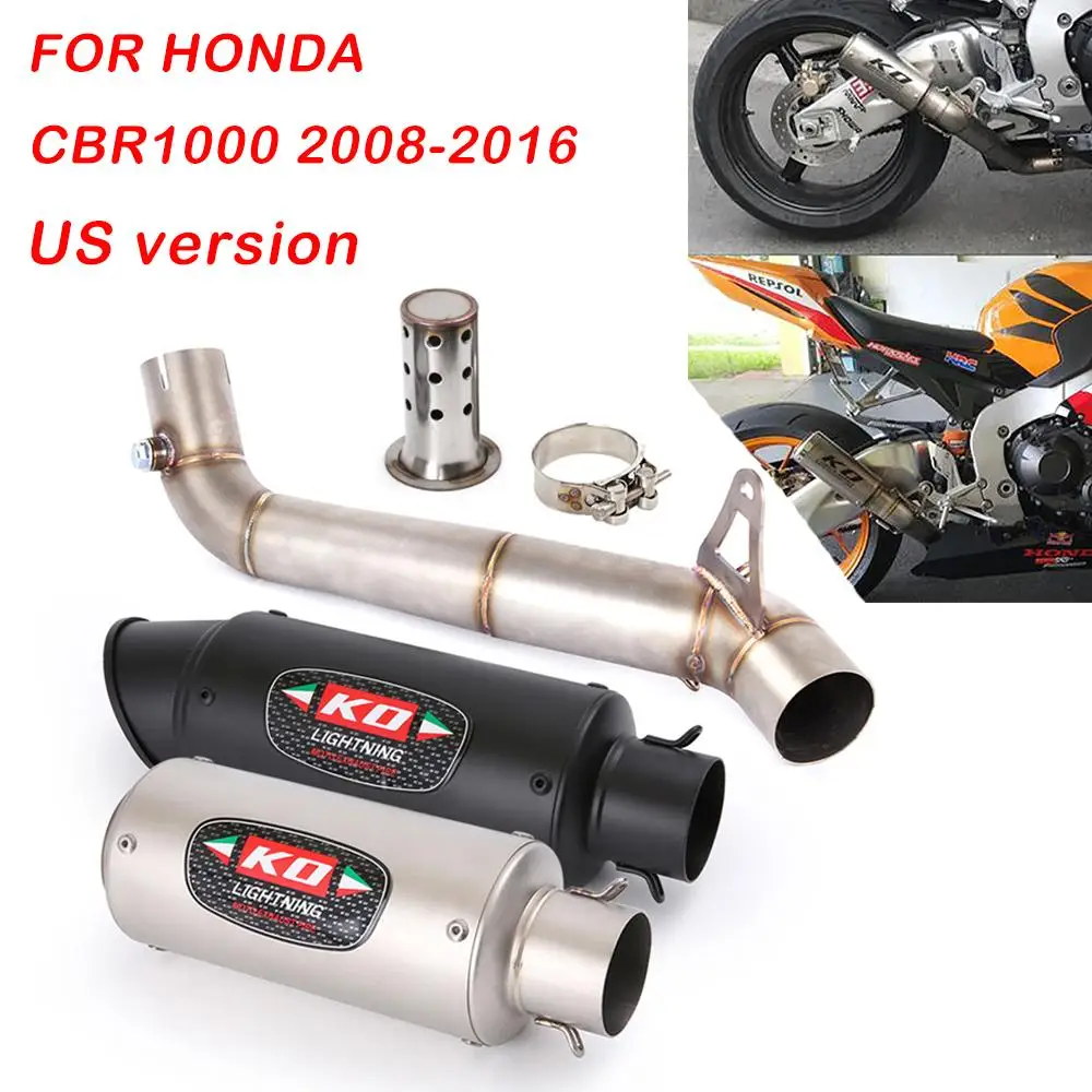 

60.5MM Exhaust Pipe FOR HONDA CBR1000 2008-2016 US Version Motorcycle Escape Muffler Mid Link Pipe Slip On With DB Killer Steel