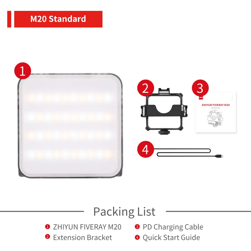 FIVERAY M20C M20 Combo RGB Video Light, 20W Portable Camera Light 2500K-10000K,