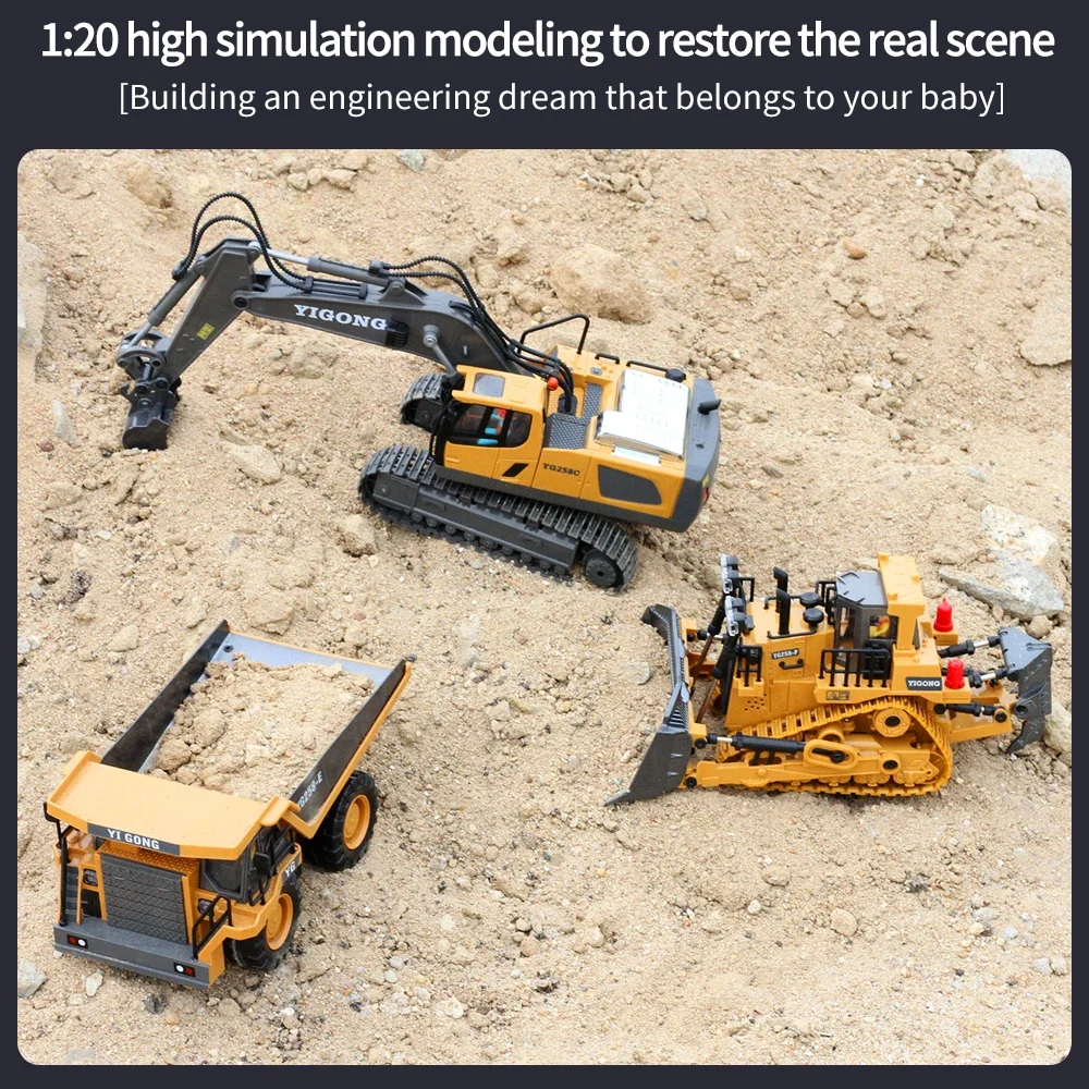 RC Cars 2.4G Remote Control Excavator Dump Truck for Kids