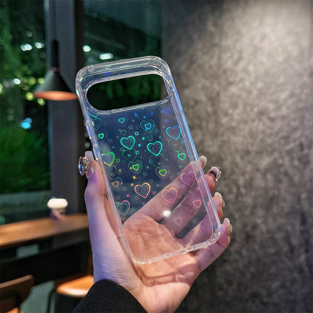 Elegant Laser Love Heart Ultrathin Transparent Shockproof Phone Case