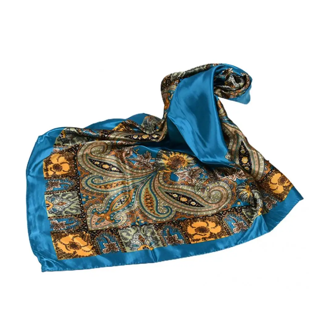 Pañuelo de seda de imitación para el hogar, bufanda Retro cuadrada a prueba de viento, chal de otoño, suave, elegante, a la moda