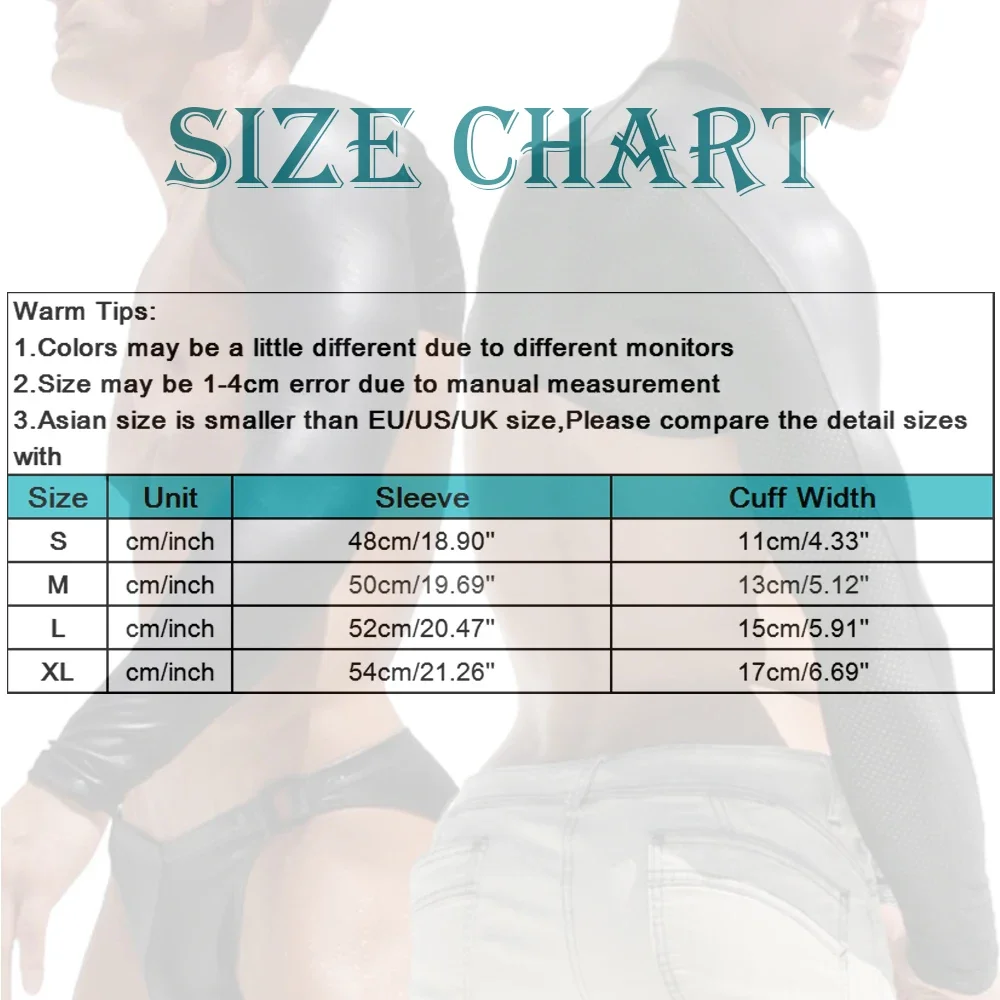 Men Faux Leather Chest Harness Cropped Tops Lingerie Shawls Sexy Long Sleeve Leather Club Party Black Stage Performance Costumes