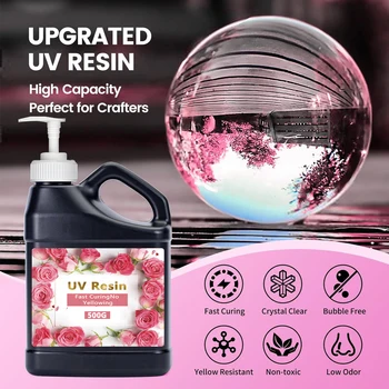 500g/1000g UV Glue (with Pump)High Transparent Yellowing Resistant Fast Curing for DIY Crafts, Nail Art - UV Resin Adhesive