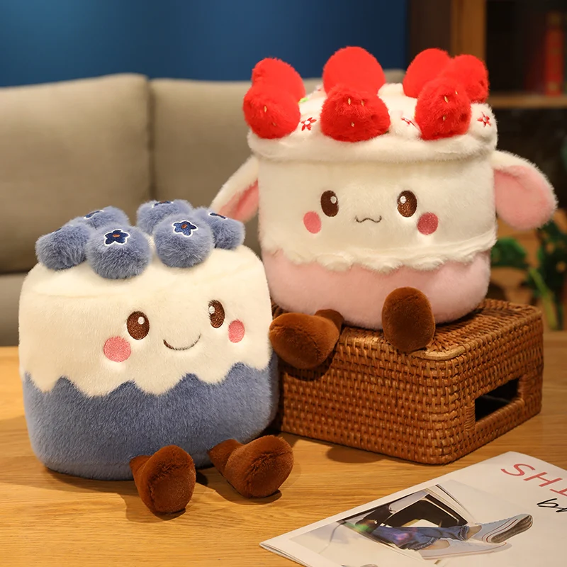 Hot Cartoon Fruit Cake Plush Doll Pillow Strawberry Blueberry Mango Chocolate Cake Plush Toy Home Decoration Gift For Children