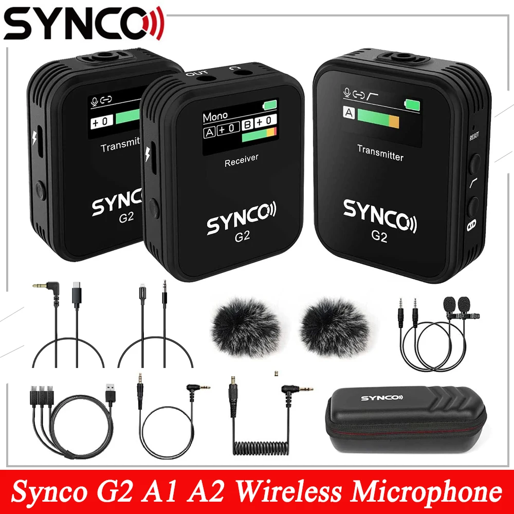 Synco g2 G2a1 G2a2 Microfone sem Fio Sistema de Microfone para Smartphone Mesa Dslr Vlogging Streaming Youtube