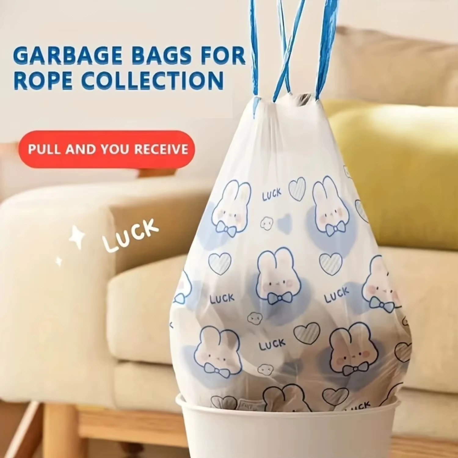 Description Picture 5 of itemUNTIOR Drawstring Garbage Bags Large Capacity Disposable Trash Bags for Household Kitchen Dormitory Thickened Garbage Pouches