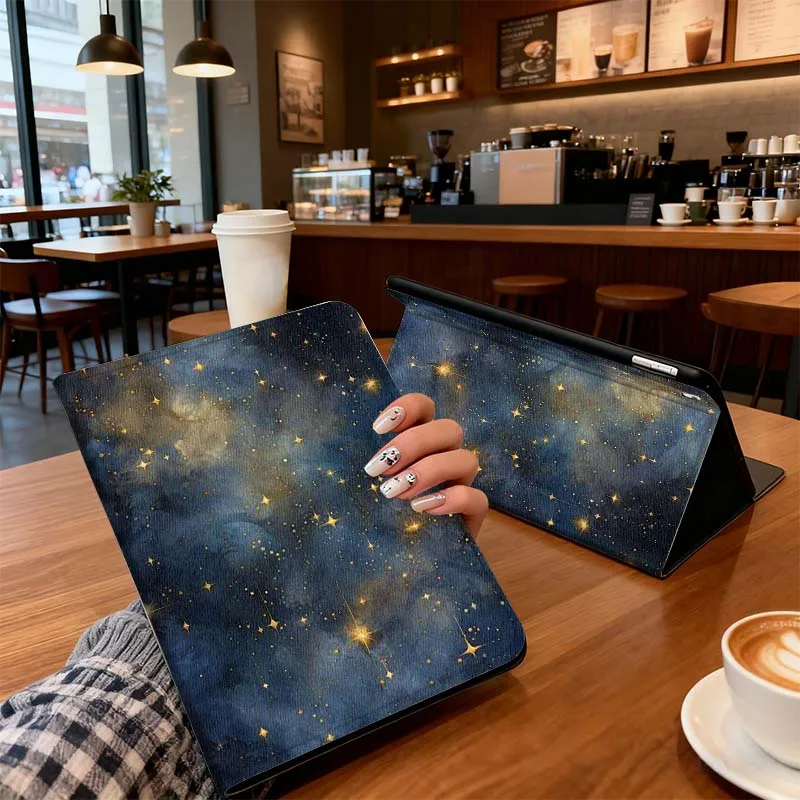 Blue Gold Starry Sky Pattern Tablet Case