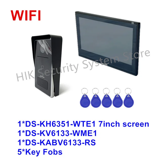 Hikvision WIFI IP Video Intercom System DS-KH8520-WTE1 DS-KH9310-WTE1 Indoor Monitor Screen Wireless Doorbell DS-KV6133-WME1 3