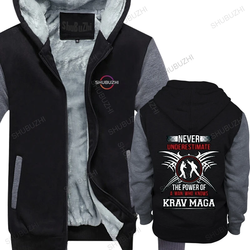 

man winter warm black sweatshirt streetwear cool hoodie MMA Krav Maga Training Gym male shubuzhi cotton hoodies thick zipper